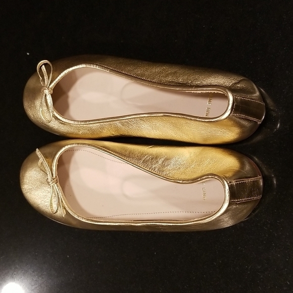 💕ANINE BING💕 Ballerinas ~ Leather Ballerina Flats Gold 39 NWOT - Picture 8 of 15